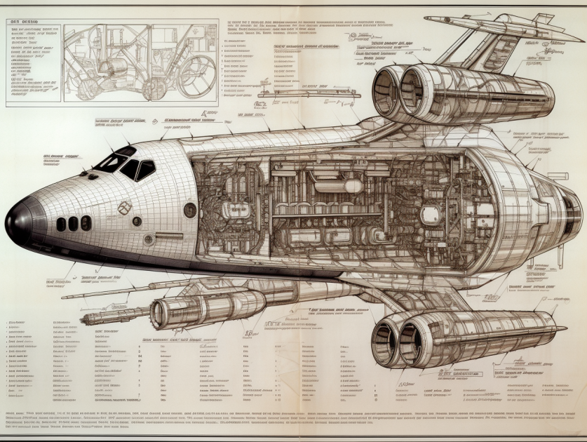 Skizze eines Space Shuttles für eine Change Story - Midjourney
